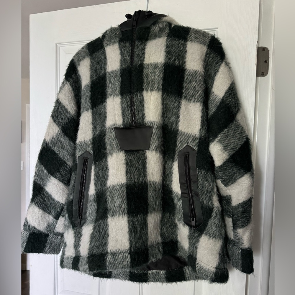 Rag and bone pullover half zip hooded jacket